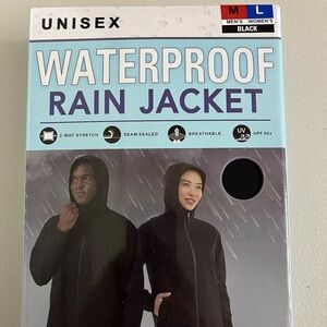 32 Degrees Cool Unisex UPF 50+ Waterproof Rain Jacket, Black, Men's M /Women's L